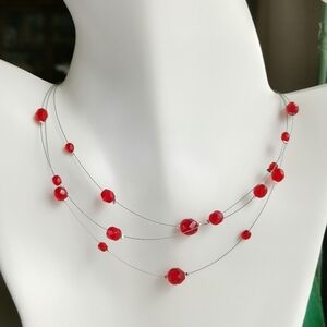 Red Crystal Illusion Necklace 🆕